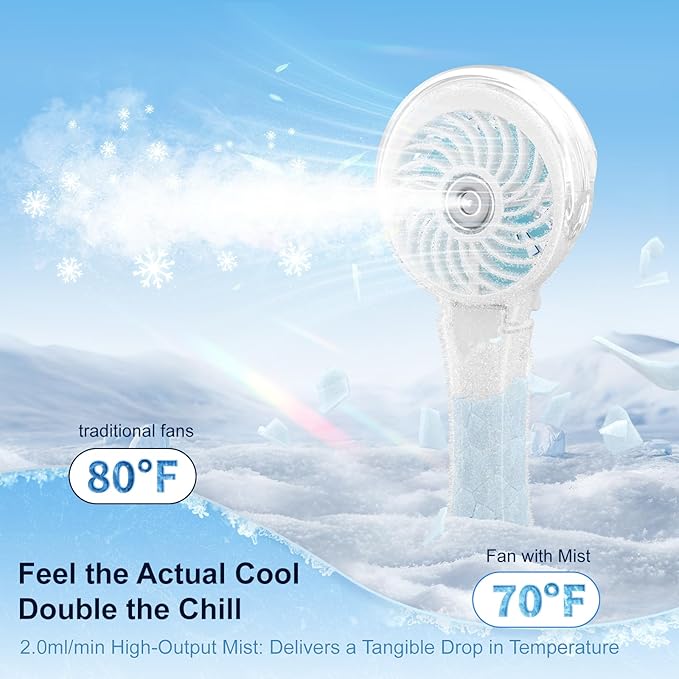 HandFan Upgraded Portable Misting Fan, Handheld Spray Water Mister Fan - Image 3