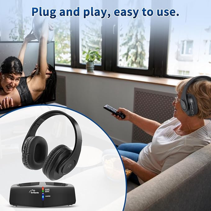 WallarGe Wireless Headphones for TV Watching, Easy Setup and Comfortable - Image 4