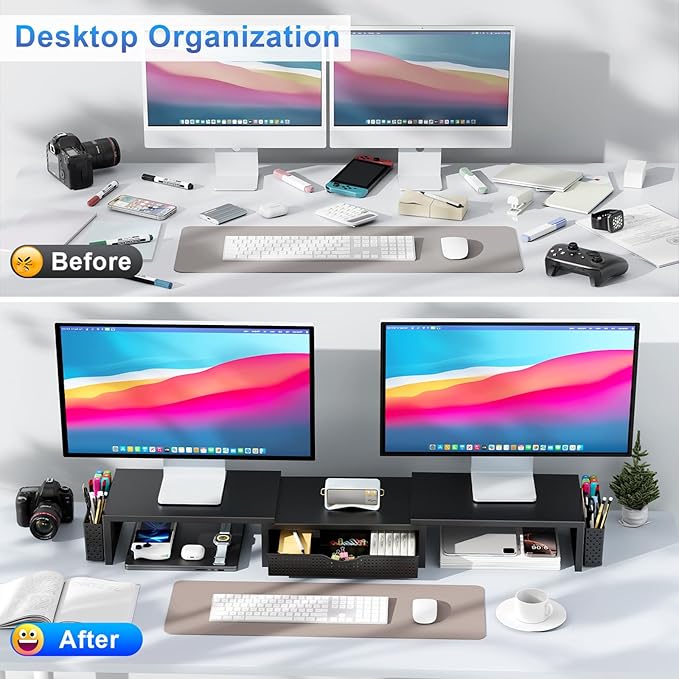 gianotter Dual Monitor Stand Riser, Desk Organizer - Image 2