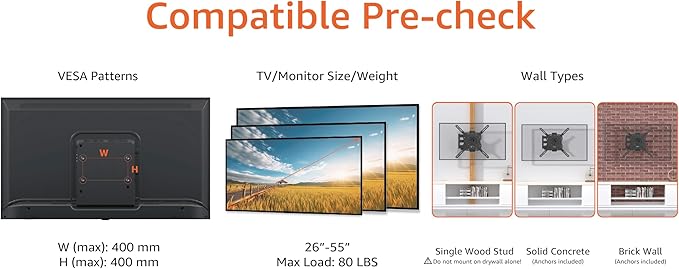 Amazon Basics Full Motion Articulating TV Wall Mount, - Image 4