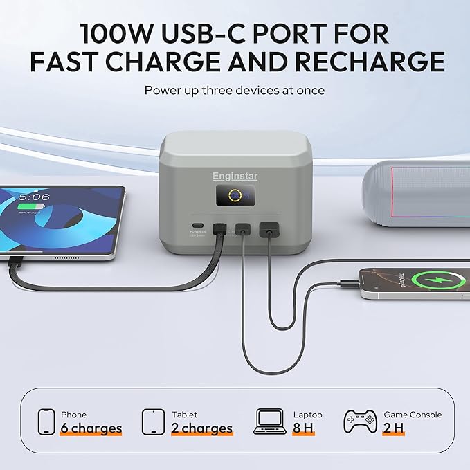 Enginstar Portable Power Station, Outdoor 99Wh LiFePO4 Battery, Solar Generator - Image 5