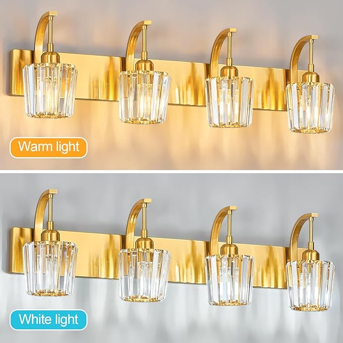 FDPBY Modern Bathroom Vanity Light, 4-Light Gold Wall Sconce - Image 5