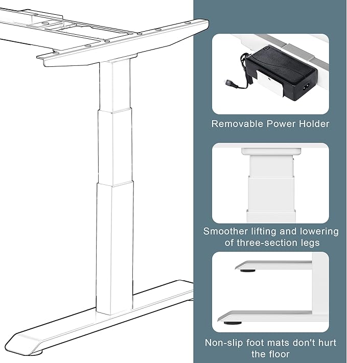 Fromann Dual Motor Electric Standing Desk Frame 3 Tier Legs Height Adjustable - Image 6