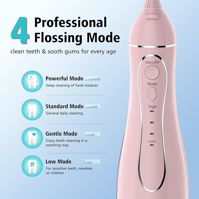 Leominor Water Flosser Pick for Teeth, 300ML Portable Oral Irrigator Upgraded - Image 4