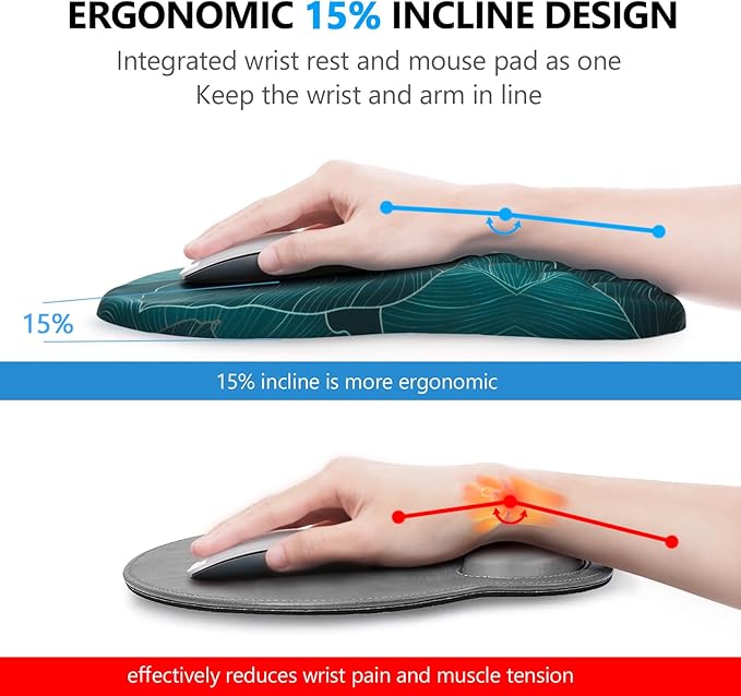 Mouse Pad Wrist Support, Laokiiy 2 in1 Keyboard Wrist Rest+ Ergonomic Mouse Pad - Image 2