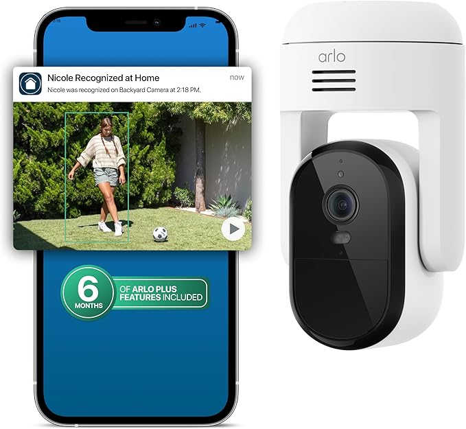 Arlo Essential Pan Tilt Security Camera 2K + 6 Months of Secure Plus Plan by Arlo