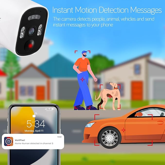 xmartO 100% Wire-Free Solar PTZ Home Security Camera System Wireless, 4-Set 2K - Image 5