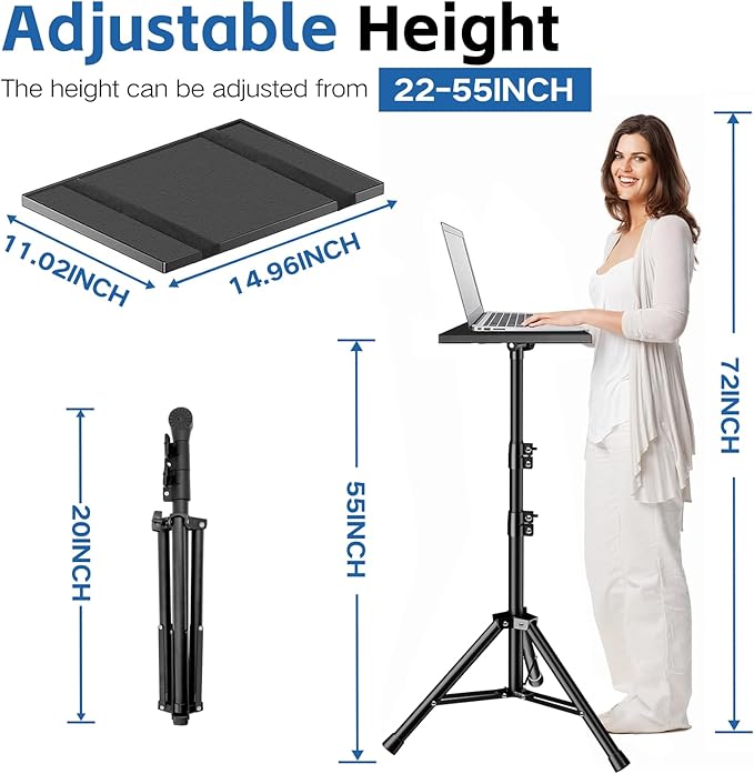 REHOSEUP Projector Stand, 33LB Load Bearing & 22-55" Height Adjustable - Image 6