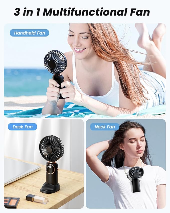 coldSky Portable Handheld Fan, 4000mAh Battery Operated 3 in 1 Multifunction - Image 4