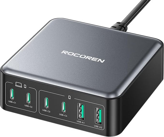 270W USB C Charger Block, Rocoren 6 Port Multi USB-C Charging Station, 100W PD by Rocoren