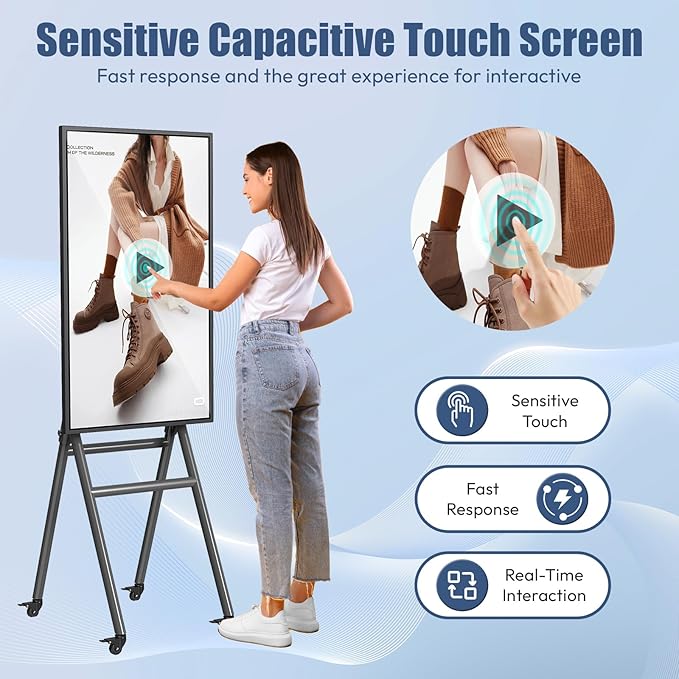 QIXZOCV MWE 43 Inch Mobile Digital Signage Display Touchscreen Kiosk - Image 2