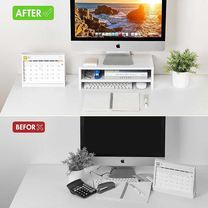 BEYGORM White Monitor Stand Riser - Image 3