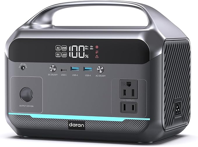 Portable Power Station 600W Surge, 288Wh Solar Generator, LiFeP04 Battery by DARAN