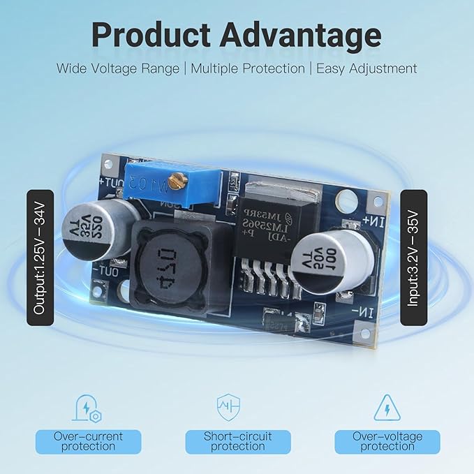 KERWINN 10PCS LM2596 DC-DC Buck Converter Step Down Module, 3.0-40V to 1.5-35V - Image 5