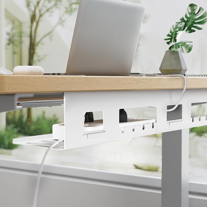PEGZONE Under Desk Cable Management Tray, 31.5 Inches Metal Cord Organizer Rack - Image 2