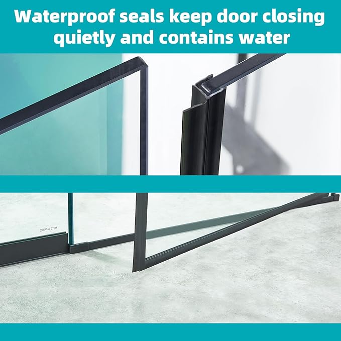 Pivot Swing Shower Door, Adjustable Width 58.9-60" W x 74" H Semi-Frameless - Image 5