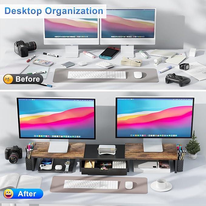 gianotter Dual Monitor Stand Riser, Desk Organizer - Image 2