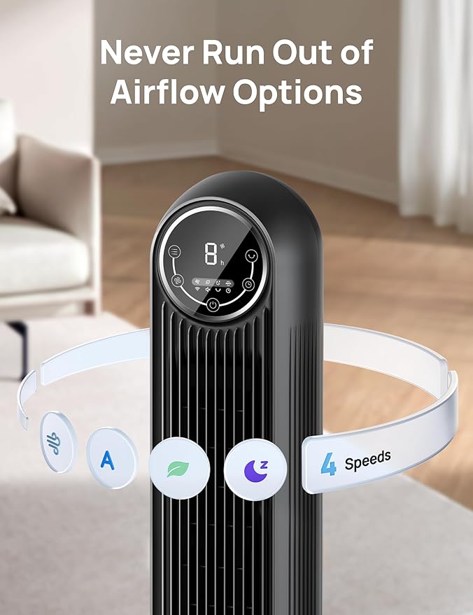 Dreo Tower Fan for Bedroom, Smart Oscillating Quiet Floor Fans, Standing - Image 6