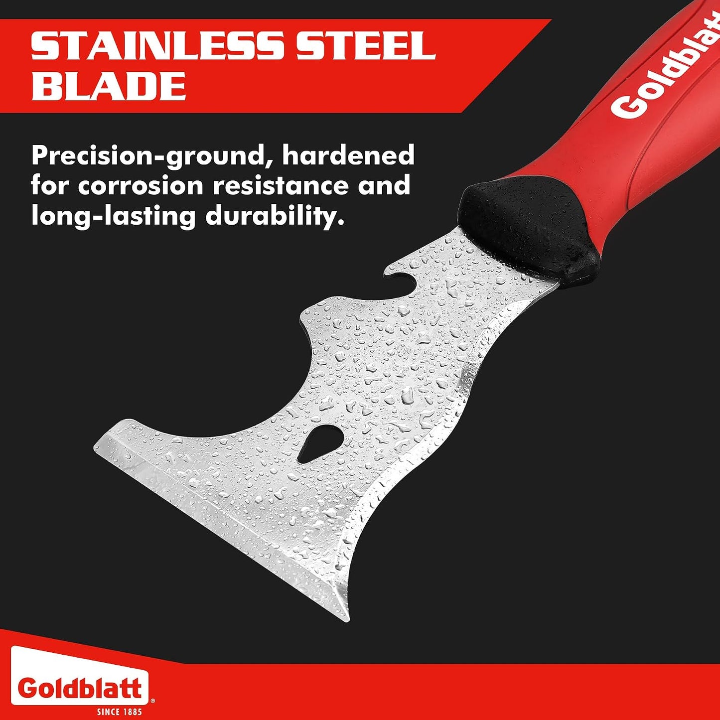Goldblatt 9-in-1 Paint Scraper Tool, Stainless Steel Putty Knife Scraper | Paint Removal and Surface Cleaning, Paint Roller Cleaner, Wood Filler Spatula, Opener & Hammer End, for Drywall, Wood