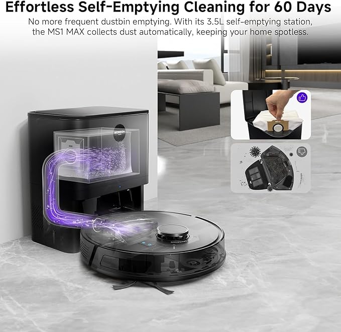 MONSGA Robot Vacuum and Mop Combo, 6000Pa Robotic Vacuum - Image 4