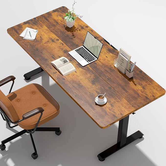 Veken 55 Inch, Height Adjustable Sit Stand Up, Wood Desktop, Work Home Office by Veken