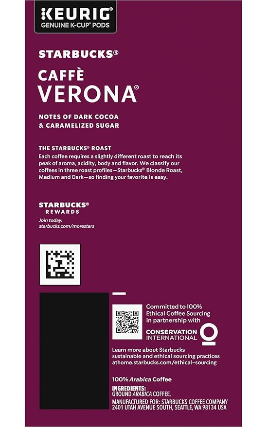 Starbucks Coffee K-Cup Pods, Caffè Verona, Dark Roast Coffee, Notes of Dark - Image 7