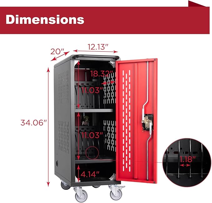 VOOTOLOVER 16 Bay Mobile School Charging Cart Station, - Image 2