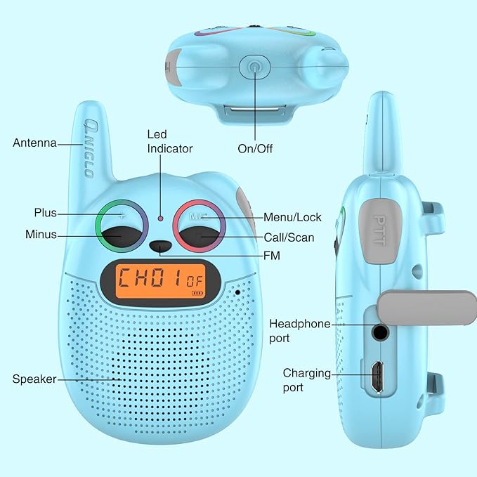 Qniglo Walkie Talkies for Kids Rechargeable 2 Pack, Christmas Birthday Gifts - Image 6