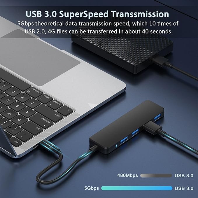 VIENON USB C Hub with 4 USB 3.0 Female Ports, USB C Splitter USB Extender - Image 3