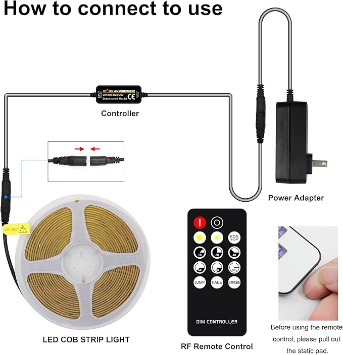 AXMOTUT COB LED Strip Light Warm White, High Bright LED Strips - Image 4