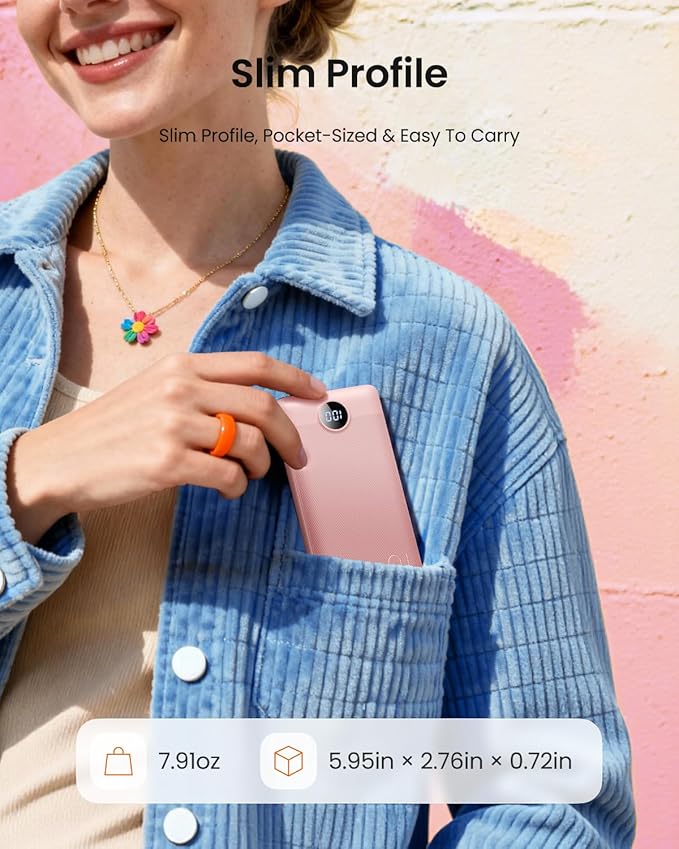 Coowisty Portable Charger Built-in Cables and Wall Plug, 10000mAh Slim USB C - Image 4
