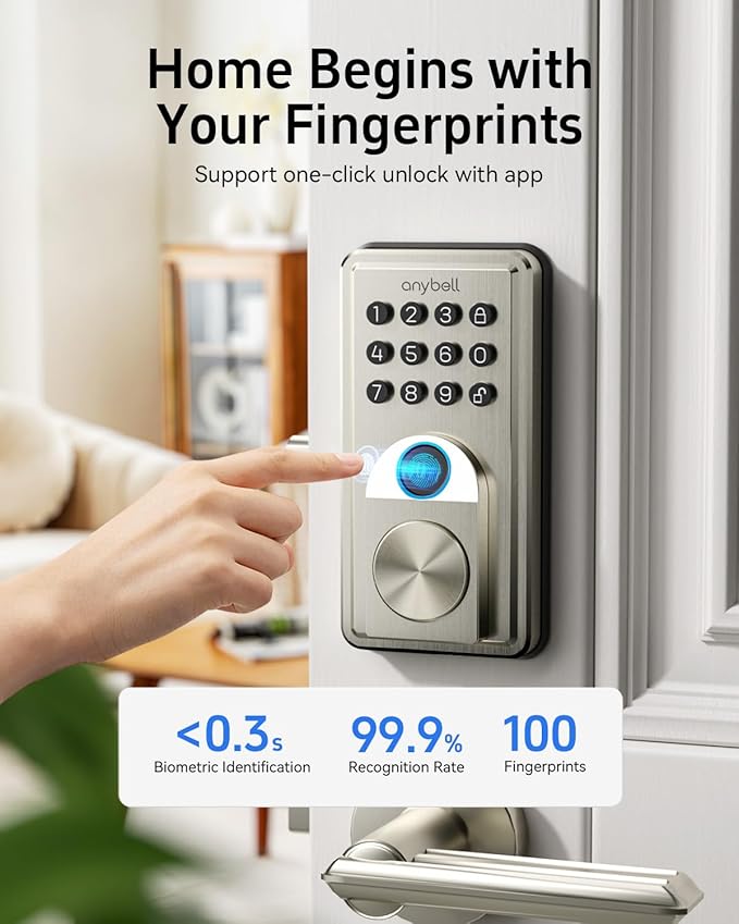 Smart Door Lock, Anybell Fingerprint Door Lock Keyless Entry - Image 2