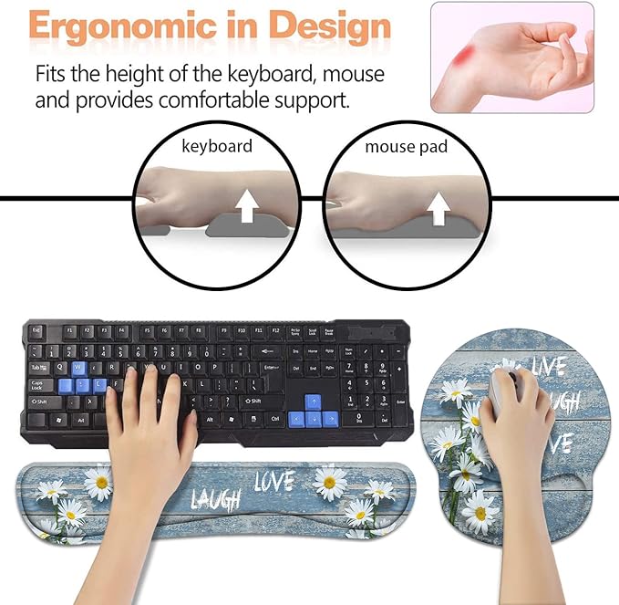 Keyboard Wrist Rest + Mouse Pad Wrist Support Set - Image 3