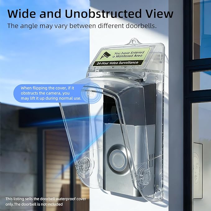Dgyezhao Clear Outdoor Plastic Flip Doorbell Rain Cover, Camera Cover protector - Image 6
