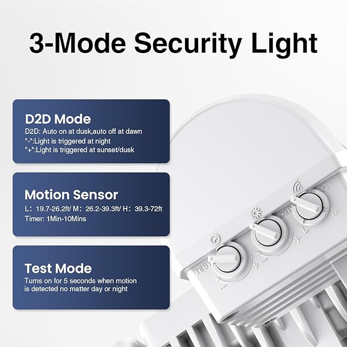 Onforu 2 Pack 75W LED Motion Sensor Outdoor Lights, 7000LM Dusk to Dawn Outdoor - Image 7