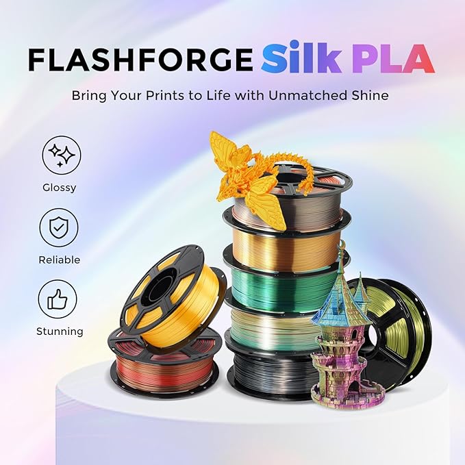 Flashforge 3D Printer Filament Silk PLA 1.75mm 1kg Spool-Dimensional Accuracy - Image 2