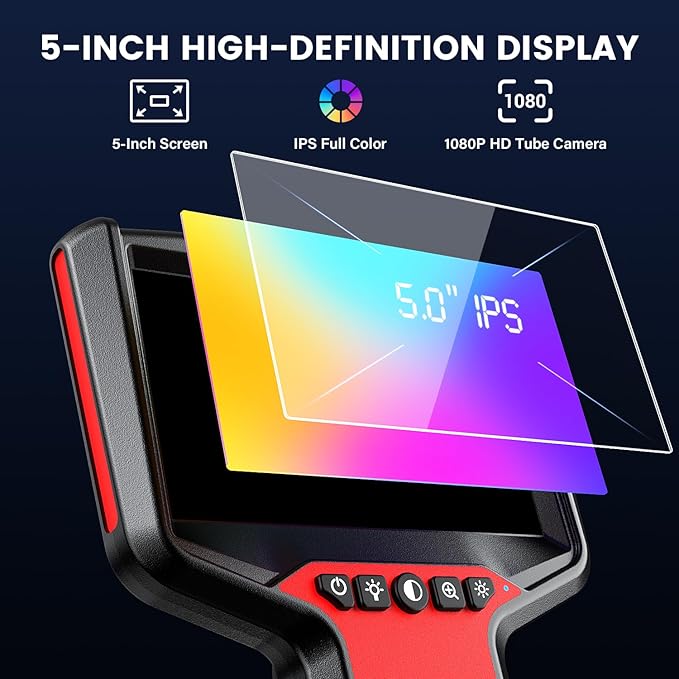 Endoscope Camera with Light: 5" Dual-Lens Inspection Borescope Camera - Image 3