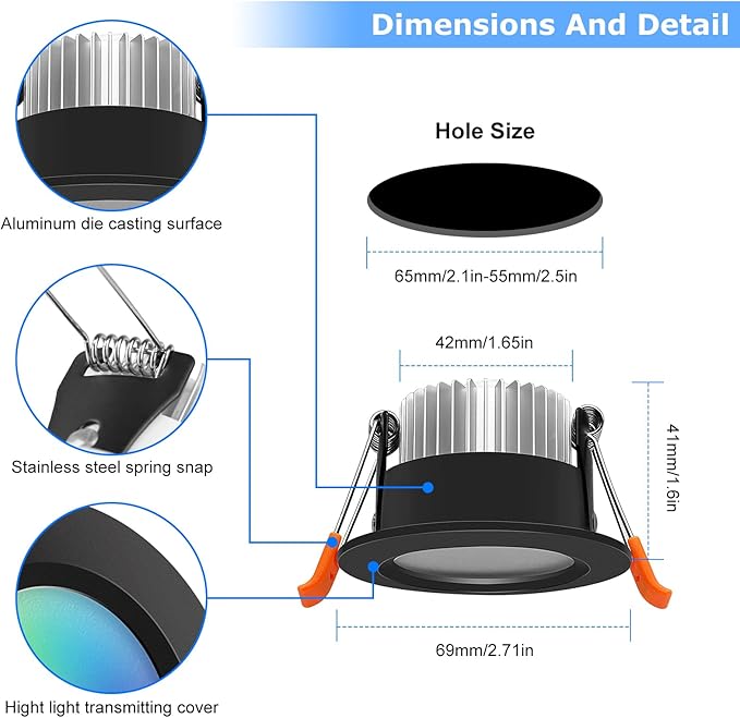 LightingWill 2 Inch Recessed Lighting, Smart WiFi LED Downlight, 5W LED Ceiling - Image 2