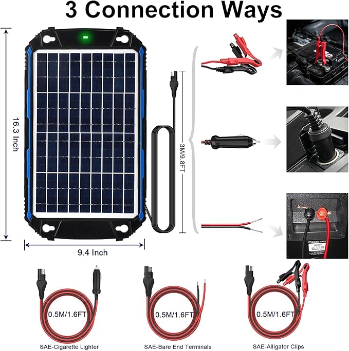 SUNER POWER Waterproof 10W 12V Solar Battery Charger & Maintainer Pro, Built-in - Image 5