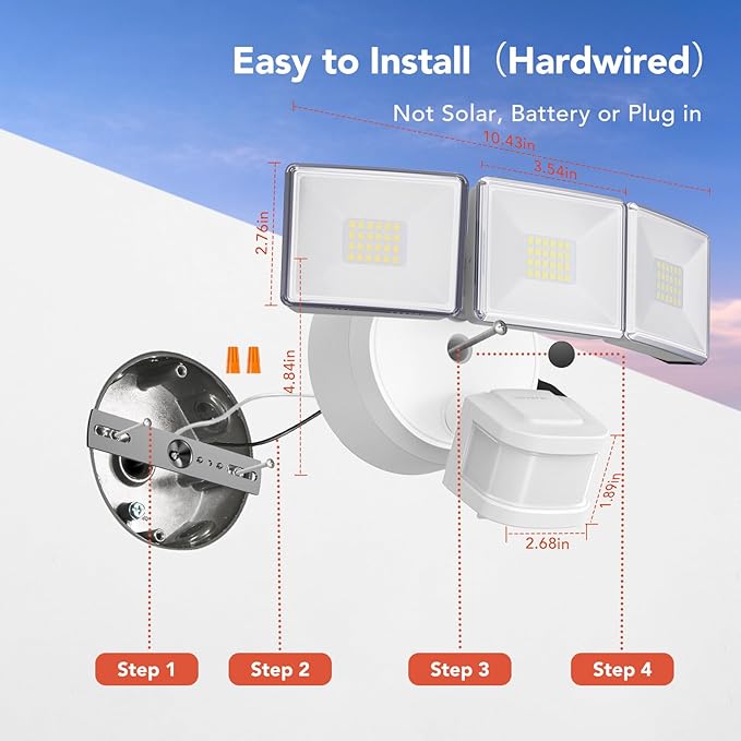 OREiN 4500LM/30W Flood Lights Outdoor, 240°/40FT Motion Sensor Outdoor Lights - Image 6