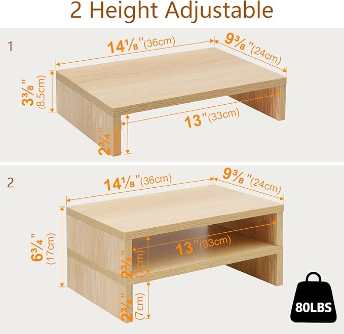 TEAMIX Wood Monitor Stand Riser - Image 5