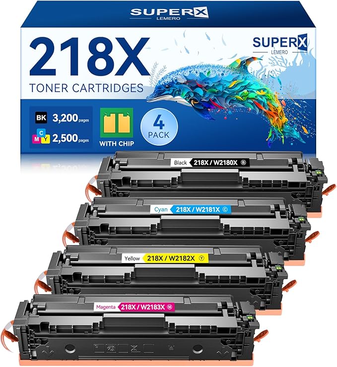 218X 218A Toner Cartridges 4 Pack 3301fdw by LEMEROSUPERX