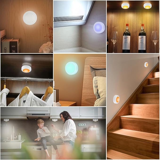 Yiliaw 12 Pack LED Puck Lights Remote Control 16 Color Changeable Under Cabinet - Image 4