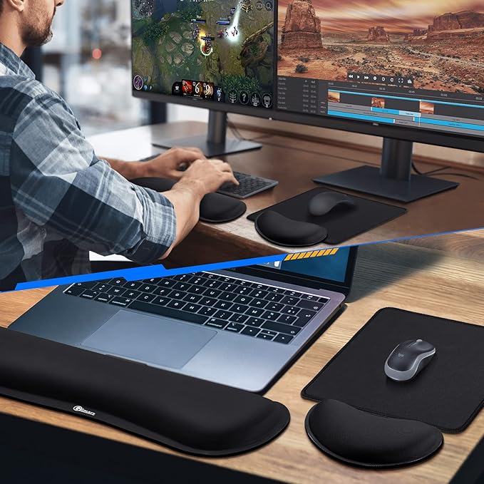 Gimars 3Pcs Memory Foam Keyboard Wrist Rest, Mouse Pad Wrist Support - Image 8