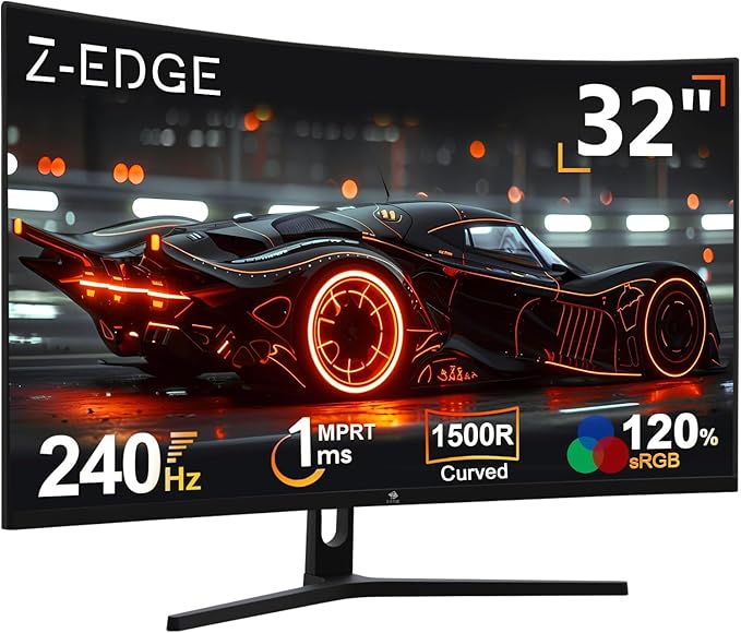 Z-Edge 32 inch Curved Gaming Monitor, FHD 1080P 240Hz Curved Monitor, 1500R by ZZ-EDGE