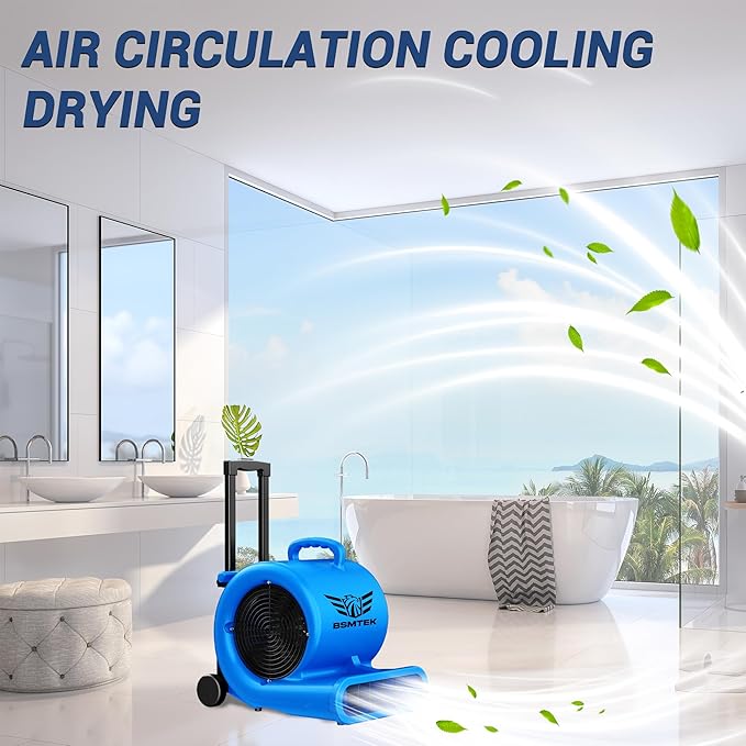 BSMTEK 5000 CFM 1HP Air Mover Blower Fan, Floor Blower Dryer - Image 7