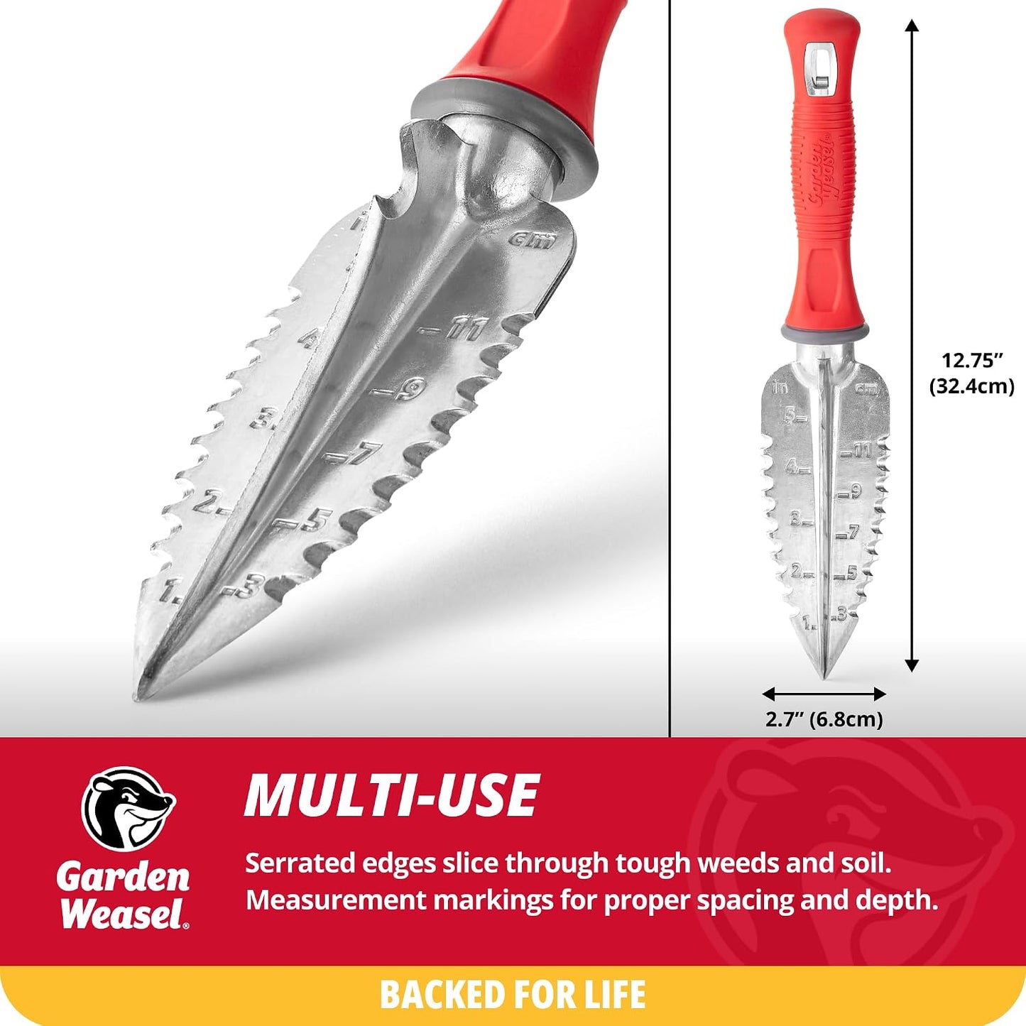 Garden Weasel Multi-Use Transplanter Trowel for Digging Planting Weeding | Heavy duty steel hand tool for transplanting bulbs, cultivating soil, digging holes & removing weeds. Ergonomic grip