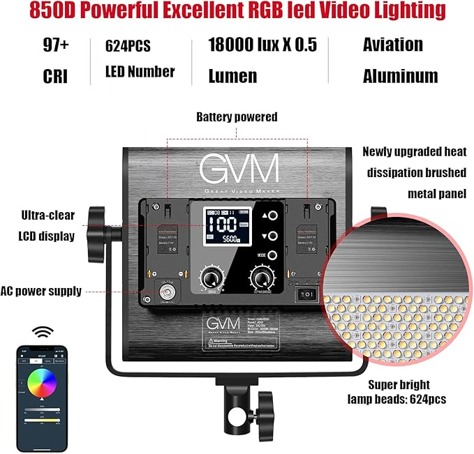 GVM 850D RGB LED Video Lights - Image 2