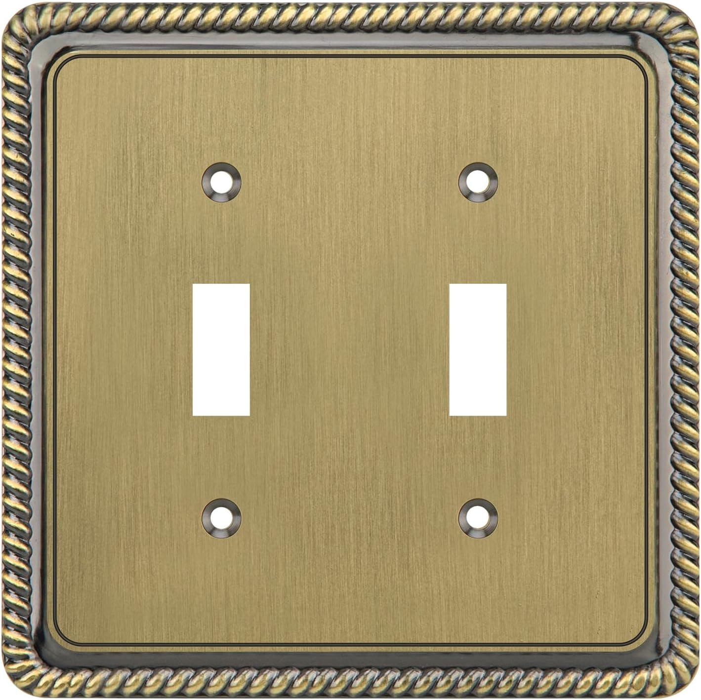 Rope Edge Decorative Wall Plate Switch Plate Outlet Cover (Double Toggle, Antique Brass)