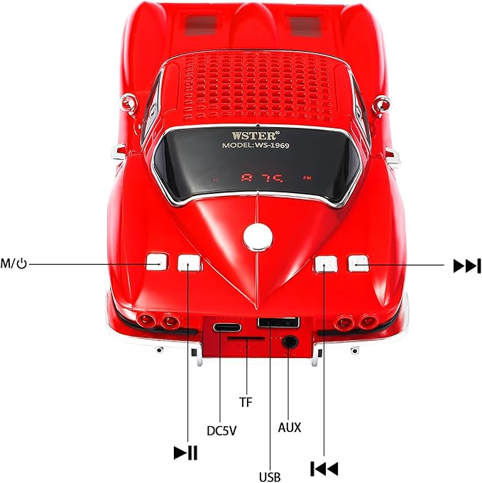 WSTER Retro American Style car Bluetooth Speaker, Portable Wireless Outdoor - Image 7